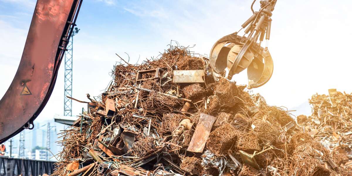 Metal trading and logistics operations represented by industrial scrap handling